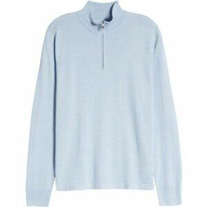NWT NORDSTROM Men's Shop Tech-Smart CoolMax® 1/4 Zip Sweater Blue Skyway $99.50